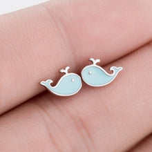 Load image into Gallery viewer, Jisensp Trendy Simulated Pearl Cat Stud Earrings for Women Minimalist Butterfly Whale Triangle Earings Jewelry Girls Party Brinc