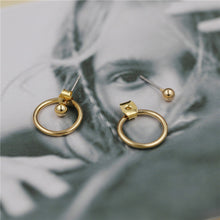 Load image into Gallery viewer, Minimalist Golden Beads Circle Metal Stud Earrings Double Side Ear Jacket Best Gift For Women Girl Fashion Jewelry Brinco Wholes