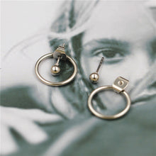 Load image into Gallery viewer, Minimalist Golden Beads Circle Metal Stud Earrings Double Side Ear Jacket Best Gift For Women Girl Fashion Jewelry Brinco Wholes