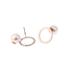 Load image into Gallery viewer, Minimalist Golden Beads Circle Metal Stud Earrings Double Side Ear Jacket Best Gift For Women Girl Fashion Jewelry Brinco Wholes