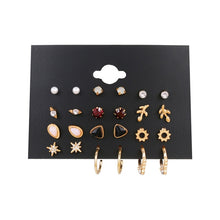 Load image into Gallery viewer, Minimalist Mixed Small Earrings Set Fashion Rhinestone Pearl Geometric Flower Heart Star Stud Earrings For Women Girls Jewelry