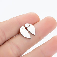 Load image into Gallery viewer, SMJEL Stainless Steel Geometric Earrings for Women Girls Minimalist Jewelry Heart Bird Ghost Umbrella Cat Volleyball Earing Stud