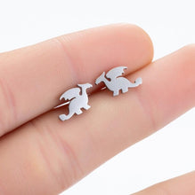 Load image into Gallery viewer, SMJEL Stainless Steel Geometric Earrings for Women Girls Minimalist Jewelry Heart Bird Ghost Umbrella Cat Volleyball Earing Stud