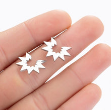 Load image into Gallery viewer, SMJEL Stainless Steel Geometric Earrings for Women Girls Minimalist Jewelry Heart Bird Ghost Umbrella Cat Volleyball Earing Stud