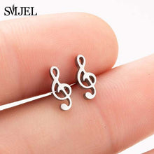 Load image into Gallery viewer, SMJEL Multiple Stainless Steel Stud Earrings for Women Girls Fashion Minimalist Skull Ghost Music Earrings Jewelry Punk Gifts