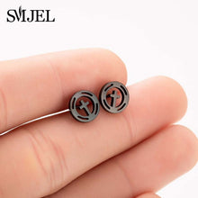 Load image into Gallery viewer, SMJEL Multiple Stainless Steel Stud Earrings for Women Girls Fashion Minimalist Skull Ghost Music Earrings Jewelry Punk Gifts