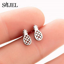 Load image into Gallery viewer, SMJEL Multiple Stainless Steel Stud Earrings for Women Girls Fashion Minimalist Skull Ghost Music Earrings Jewelry Punk Gifts