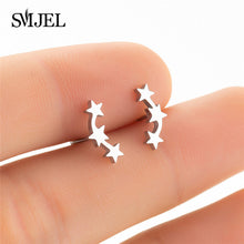 Load image into Gallery viewer, SMJEL Multiple Stainless Steel Stud Earrings for Women Girls Fashion Minimalist Skull Ghost Music Earrings Jewelry Punk Gifts