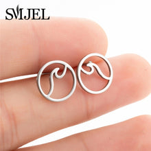 Load image into Gallery viewer, SMJEL Multiple Stainless Steel Stud Earrings for Women Girls Fashion Minimalist Skull Ghost Music Earrings Jewelry Punk Gifts
