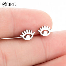 Load image into Gallery viewer, SMJEL Multiple Stainless Steel Stud Earrings for Women Girls Fashion Minimalist Skull Ghost Music Earrings Jewelry Punk Gifts