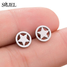 Load image into Gallery viewer, SMJEL Multiple Stainless Steel Stud Earrings for Women Girls Fashion Minimalist Skull Ghost Music Earrings Jewelry Punk Gifts