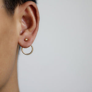 Minimalist Golden Beads Circle Metal Stud Earrings Double Side Ear Jacket Best Gift For Women Girl Fashion Jewelry Brinco Wholes