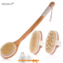 Load image into Gallery viewer, TREESMILE Natural Bristle Bath Brush Exfoliating Wooden Body Massage Shower Brush SPA Woman Man Skin Care Dry Body Brush D40
