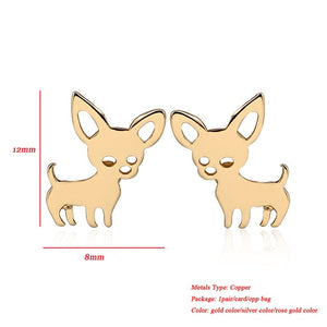 Jisensp Variety of Stylish Mini Cat Deer Animal Stud Earrings for Women Geometric Earrings Minimalist Jewelry Accessories brinco