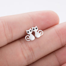 Load image into Gallery viewer, Jisensp Trendy Simulated Pearl Cat Stud Earrings for Women Minimalist Butterfly Whale Triangle Earings Jewelry Girls Party Brinc
