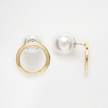 Load image into Gallery viewer, Minimalist Golden Beads Circle Metal Stud Earrings Double Side Ear Jacket Best Gift For Women Girl Fashion Jewelry Brinco Wholes
