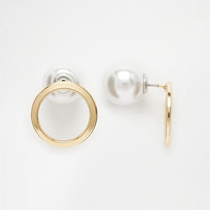 Minimalist Golden Beads Circle Metal Stud Earrings Double Side Ear Jacket Best Gift For Women Girl Fashion Jewelry Brinco Wholes