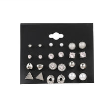 Load image into Gallery viewer, Minimalist Mixed Small Earrings Set Fashion Rhinestone Pearl Geometric Flower Heart Star Stud Earrings For Women Girls Jewelry
