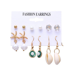 Minimalist Mixed Small Earrings Set Fashion Rhinestone Pearl Geometric Flower Heart Star Stud Earrings For Women Girls Jewelry
