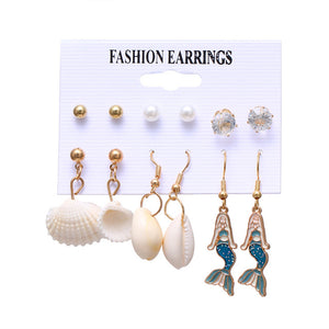 Minimalist Mixed Small Earrings Set Fashion Rhinestone Pearl Geometric Flower Heart Star Stud Earrings For Women Girls Jewelry