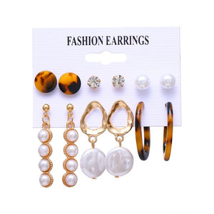 Minimalist Mixed Small Earrings Set Fashion Rhinestone Pearl Geometric Flower Heart Star Stud Earrings For Women Girls Jewelry