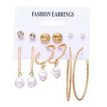 Load image into Gallery viewer, Minimalist Mixed Small Earrings Set Fashion Rhinestone Pearl Geometric Flower Heart Star Stud Earrings For Women Girls Jewelry
