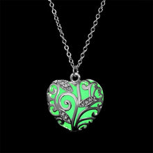 Load image into Gallery viewer, Heart Shape Hollow Pendant Glowing in the Dark Necklace For Women Crystal Luminous Necklace Jewelry Wholesale Christmas Gifts
