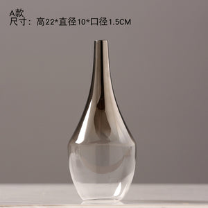 O.Roselif Brand Nordic Flower Glass Vase Creative Silver Gradient Dried Insert Desktop Terrarium Jewelry Decoration Plant Holder