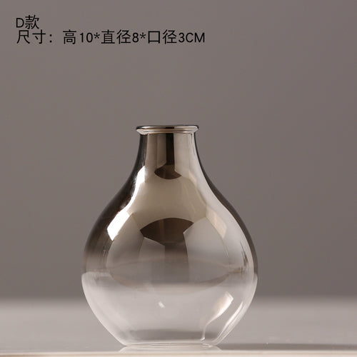 O.Roselif Brand Nordic Flower Glass Vase Creative Silver Gradient Dried Insert Desktop Terrarium Jewelry Decoration Plant Holder