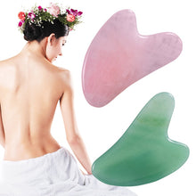 Load image into Gallery viewer, Natural Rose Jade Guasha Board Stone Scraper Pressure Therapy Massage Tools For Face Neck Back Body  (free gift)
