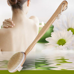 Natural Long Wood Wooden Body Brush Massager Bath Shower Back Spa Scrubber Natural Wood Bath Body Brush Cleaning Tool