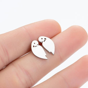 SMJEL Stainless Steel Geometric Earrings for Women Girls Minimalist Jewelry Heart Bird Ghost Umbrella Cat Volleyball Earing Stud