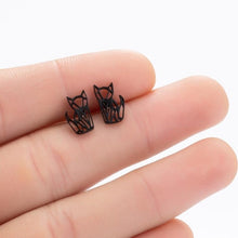 Load image into Gallery viewer, SMJEL Stainless Steel Geometric Earrings for Women Girls Minimalist Jewelry Heart Bird Ghost Umbrella Cat Volleyball Earing Stud
