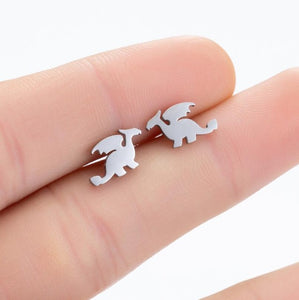SMJEL Stainless Steel Geometric Earrings for Women Girls Minimalist Jewelry Heart Bird Ghost Umbrella Cat Volleyball Earing Stud