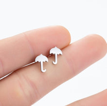 Load image into Gallery viewer, SMJEL Stainless Steel Geometric Earrings for Women Girls Minimalist Jewelry Heart Bird Ghost Umbrella Cat Volleyball Earing Stud
