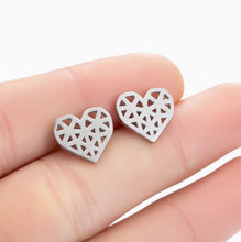 Load image into Gallery viewer, SMJEL Stainless Steel Geometric Earrings for Women Girls Minimalist Jewelry Heart Bird Ghost Umbrella Cat Volleyball Earing Stud
