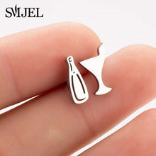 Load image into Gallery viewer, SMJEL Multiple Stainless Steel Stud Earrings for Women Girls Fashion Minimalist Skull Ghost Music Earrings Jewelry Punk Gifts

