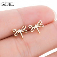 Load image into Gallery viewer, SMJEL Multiple Stainless Steel Stud Earrings for Women Girls Fashion Minimalist Skull Ghost Music Earrings Jewelry Punk Gifts
