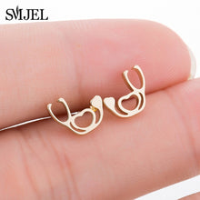 Load image into Gallery viewer, SMJEL Multiple Stainless Steel Stud Earrings for Women Girls Fashion Minimalist Skull Ghost Music Earrings Jewelry Punk Gifts

