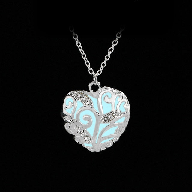Glow in the Dark necklace woman Luminous Magical Fairy crystal necklace Pendant Fluorescent Jewelry Girl Blue green purper Light