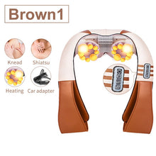 Load image into Gallery viewer, (with Gift Box)JinKaiRui U Shape Electrical Shiatsu Back Neck Shoulder Body Massager Infrared Heated Kneading Car/Home Massagem
