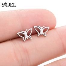 Load image into Gallery viewer, SMJEL Stainless Steel Mickey Stud Earrings for Women Girls Minimalist Fox Cat Hedgehog Earings Jewelry Animal Accessories Gifts
