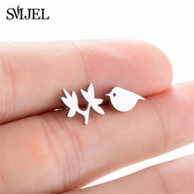 Load image into Gallery viewer, SMJEL Stainless Steel Mickey Stud Earrings for Women Girls Minimalist Fox Cat Hedgehog Earings Jewelry Animal Accessories Gifts
