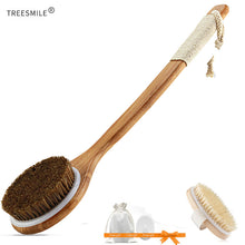 Load image into Gallery viewer, TREESMILE Exfoliating Wooden Body Massage Shower Brush Natural Bristle Bath Brush SPA Woman Man Skin Care Dry Body Brush D40
