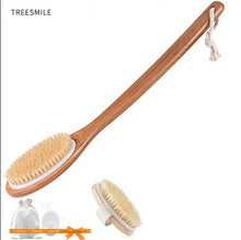 Load image into Gallery viewer, TREESMILE Exfoliating Wooden Body Massage Shower Brush Natural Bristle Bath Brush SPA Woman Man Skin Care Dry Body Brush D40
