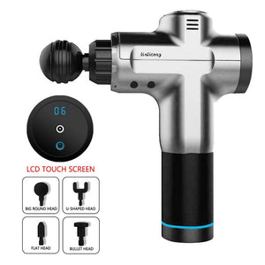 LCD Display Body Massage Gun Exercising Muscle Electric Massager Gun head Massager for Neck and Back Vibrator Slimming Shaping