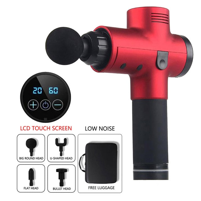 LCD Display Body Massage Gun Exercising Muscle Electric Massager Gun head Massager for Neck and Back Vibrator Slimming Shaping
